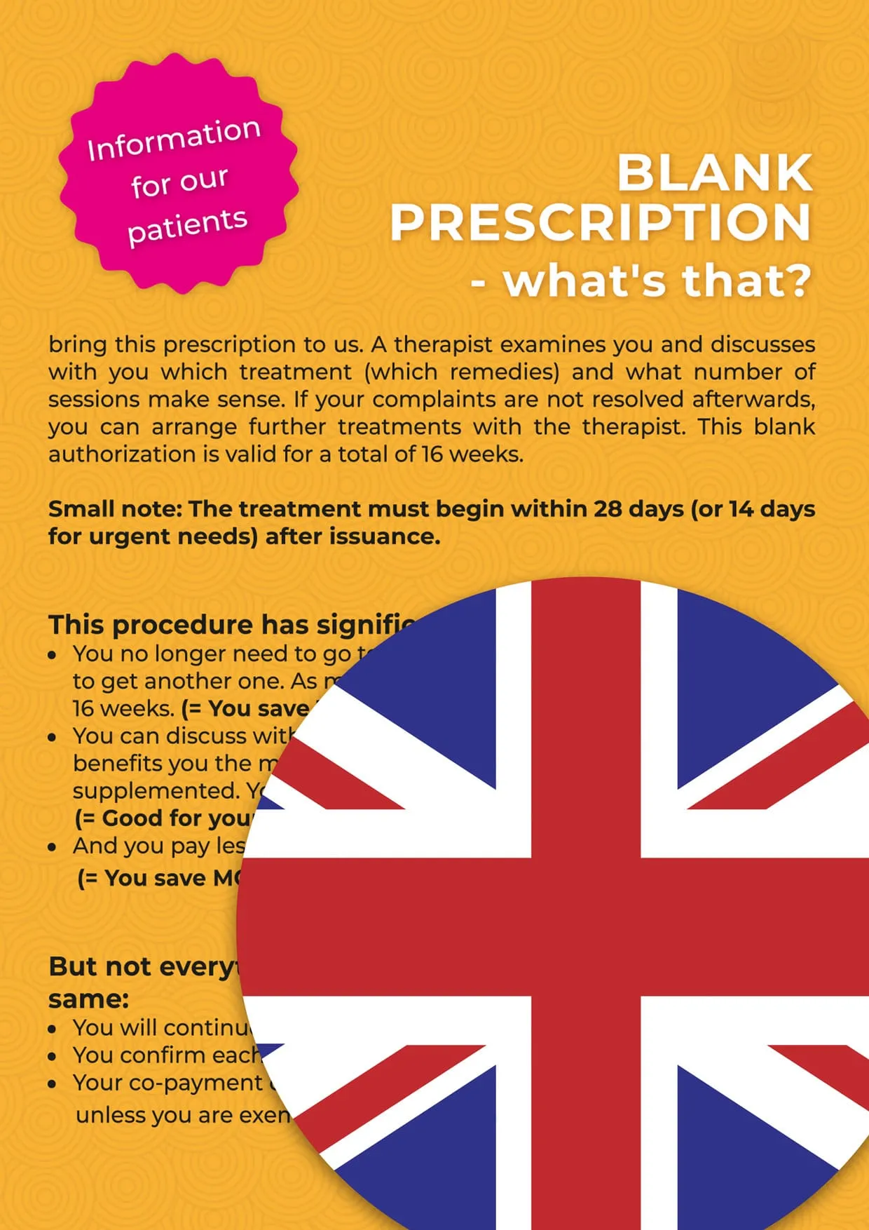 Blank prescription for physiotherapy – English